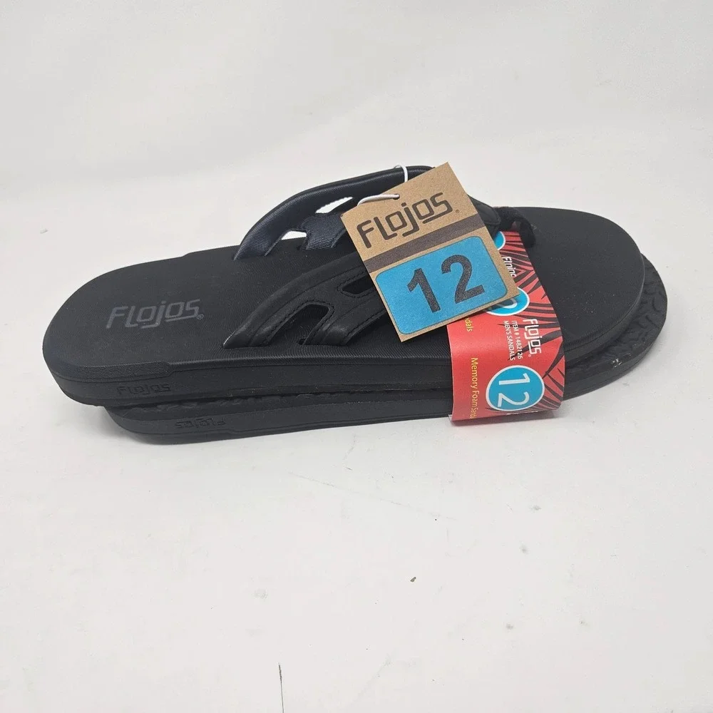 Men's Flojos Flip Flops Black Size 12 1482126